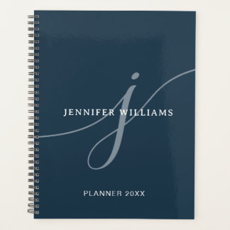 Élégant Monogramme bleu marine Dusty