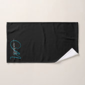 Élégant Monogramme bleu noir Nom du script (Serviette à main)