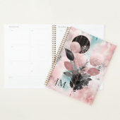 Élégant Monogramme botanique moderne Rose-or (Devant avec enveloppe)
