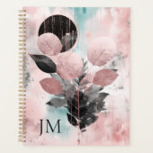 Élégant Monogramme botanique moderne Rose-or (Devant)