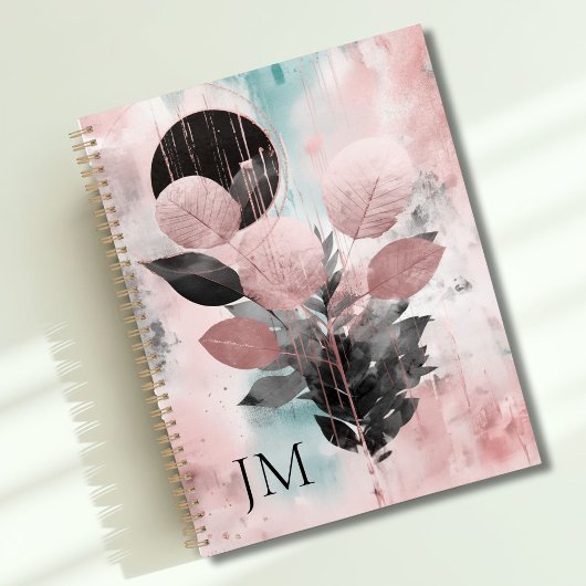 Élégant Monogramme botanique moderne Rose-or