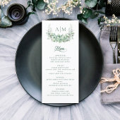 Élégant Monogramme Botanique Wreath Mariage Menu