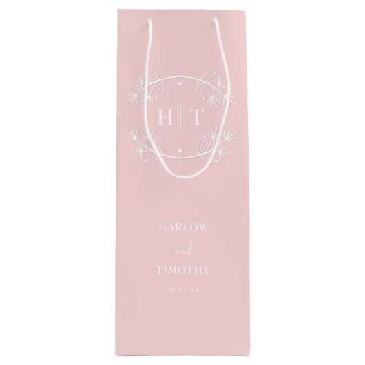 Élégant Monogramme Calligraphie Pink sac cadeau Ma (Devant)