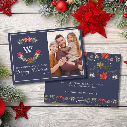 Élégant Monogramme Classique Floral Joyeux Vacance