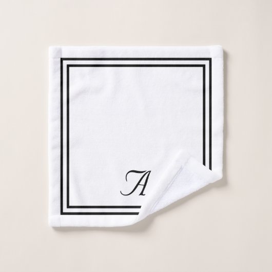 Élégant Monogramme classique noir et blanc (Gant de toilette)