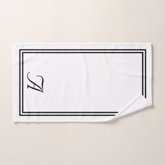 Élégant Monogramme classique noir et blanc (Serviette à main)