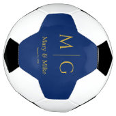 Élégant Monogramme Couple Nom Navy (Tourné)