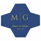Élégant Monogramme Couple Nom Navy (Plat)