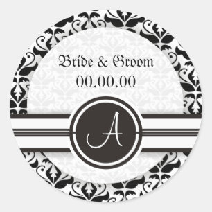 Élégant Monogramme Damask Enregistrer Les Stickers
