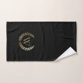 Élégant monogramme de couronne de laurier d'or noi (Serviette à main)