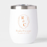 Élégant Monogramme de crête de vigne + Date Persim