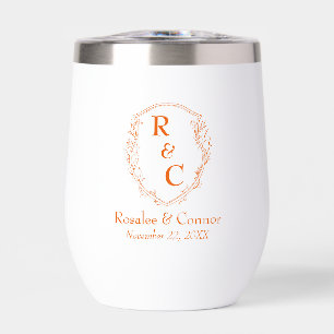 Élégant Monogramme de crête de vigne + Date Persim