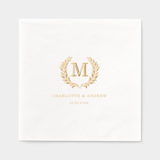 Élégant Monogramme de crête Mariage blanc (Recto)