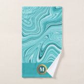 Élégant monogramme de marbre bleu turquoise (Serviette à main)