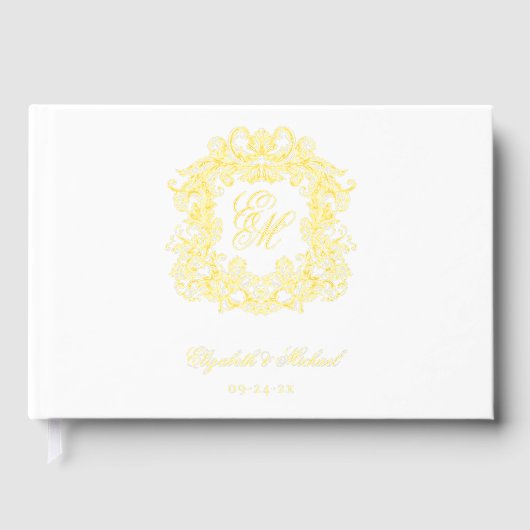 Élégant Monogramme de mariage Vintage Crest Gold (Recto)