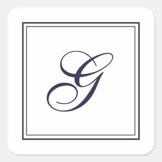 Élégant Monogramme de script avec Sticker Carré de (Devant)
