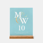 Élégant Monogramme de verre marin Numéro de table (Recto)