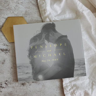 Élégant Monogramme d'huile d'or simple Mariage pho