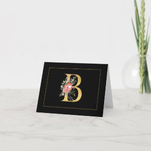 Élégant Monogramme d'or B avec abaisseur rose