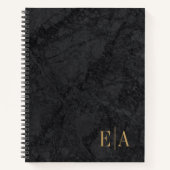 Élégant Monogramme d'or noir Carnet initial (Devant)