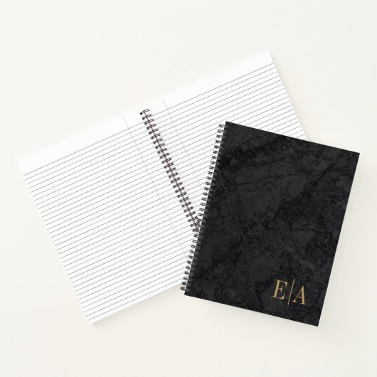 Élégant Monogramme d'or noir Carnet initial (Intérieur)
