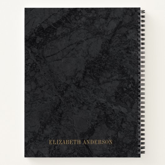 Élégant Monogramme d'or noir Carnet initial (Dos)