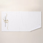 Élégant Monogramme d'or noir élégant Nom du script (Serviette de bain)