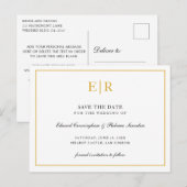 Élégant Monogramme Doré Faire-Part de Mariage Form (Devant / Derrière)