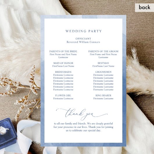 Élégant Monogramme Dusty Blue Wedding Programme