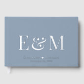 Élégant Monogramme Dusty Mariage bleu (Recto)
