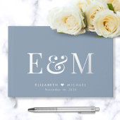 Élégant Monogramme Dusty Mariage bleu