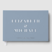 Élégant Monogramme Dusty Mariage bleu (Recto)