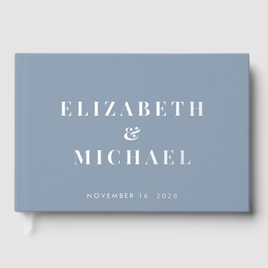 Élégant Monogramme Dusty Mariage bleu (Recto)