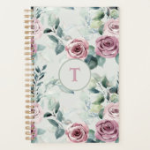 Élégant Monogramme Dusty Rose Floral Vintage (Devant)