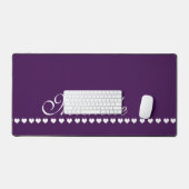 Élégant Monogramme Eggplant Purple et Coeurs Blanc (Clavier et souris)