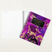 Élégant Monogramme en marbre violet et galaxie dor (Devant avec enveloppe)