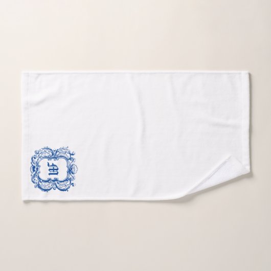 Élégant Monogramme En Mer Shell Cartouche Modèle (Serviette à main)