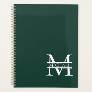 Élégant Monogramme et nom Emerald Green Personnali