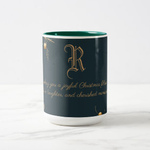 Élégant Monogramme Famille Mug de Noël avec messag