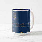 Élégant Monogramme Famille Mug de Noël avec messag (Devant droit)