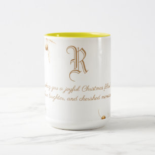 Élégant Monogramme Famille Mug de Noël avec messag