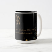 Élégant Monogramme Famille Mug de Noël avec messag (Devant droit)