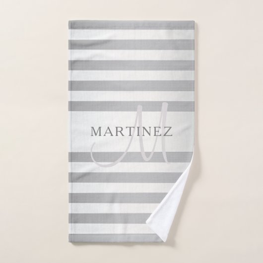 Élégant Monogramme Faux Gris Argent Gris Gris (Serviette à main)