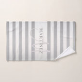 Élégant Monogramme Faux Gris Argent Gris Gris (Serviette à main)
