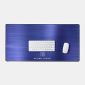 Élégant Monogramme Faux Marine Bleu Brossé Métal (Clavier et souris)