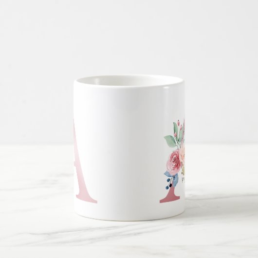 Élégant Monogramme Floral A Mug (Centre)