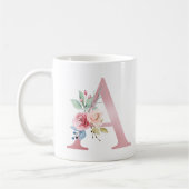 Élégant Monogramme Floral A Mug (Gauche)