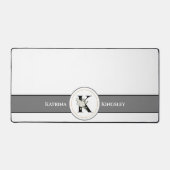 Élégant Monogramme floral blanc et nom sur blanc (Recto)