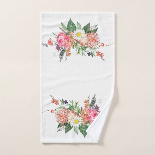 Élégant Monogramme Floral Chic coloré (Serviette à main)
