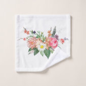 Élégant Monogramme Floral Chic coloré (Gant de toilette)